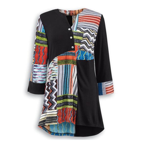 Parsley & Sage Tunic Top ArtsyLagenlook Patchwork - Picture 3 of 8